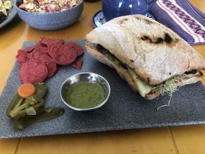 Chapata with mushrooms and veggies  at Tata Mia in Bucerias