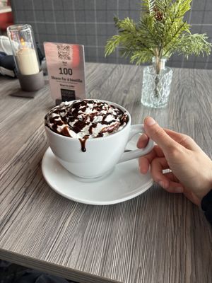 Vegan deluxe hot chocolate  at Lodgen Spiseri in Hemsedal
