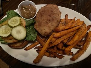 Burger at Lucky's Taproom and Eatery in Dayton