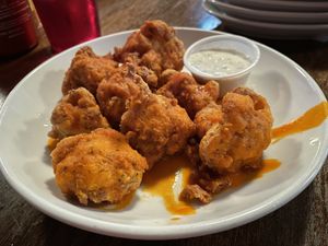 Buffalo cauliflower bites with vegan ranch  at Lucky's Taproom and Eatery in Dayton