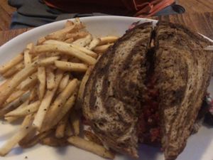 Rueben melt with fries at Lucky's Taproom and Eatery in Dayton