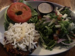 Open-faced bean burger at Lucky's Taproom and Eatery in Dayton