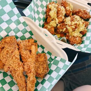 〇Blue Oyster Tenders (3piece/$6)
〇Wings (8piece/$12) with Lemon Butter Rosemary sauce   at Prone to Plants in Las Vegas