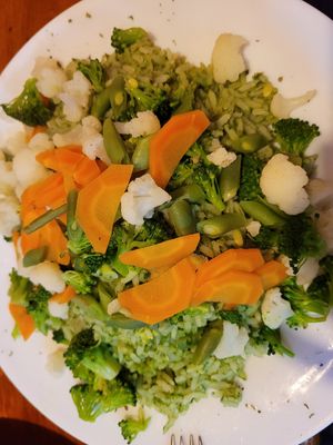 Rice with steamed vegetables at Buena Vista in Otavalo