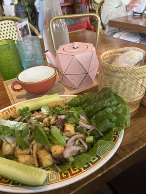 Laab Het (mushrooms and tofu with sticky rice)  at ThaiPop in Rochester