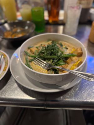 Coconut vegetables and the green beans and tofu in yum yum sauce at ThaiPop in Rochester