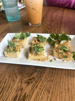 tofu satay - amazing peanut sauce on top   at ThaiPop in Rochester