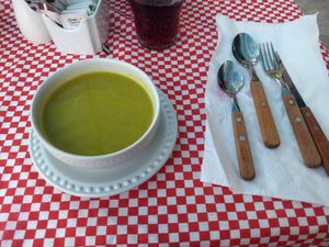 Green pea soup at Del Huerto in Cuernavaca