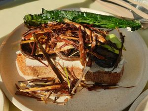 Mushroom + leek on sourdough toast $25.50 at Nabo in Kingsville