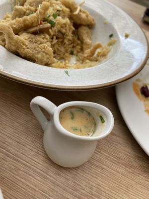 Chaufa marino (con leche de tigre)  at Gastronomía Vegana in Lima