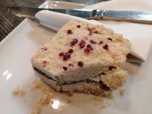 Raspberry shortbread at Pretzels Delicatessen in Loughborough