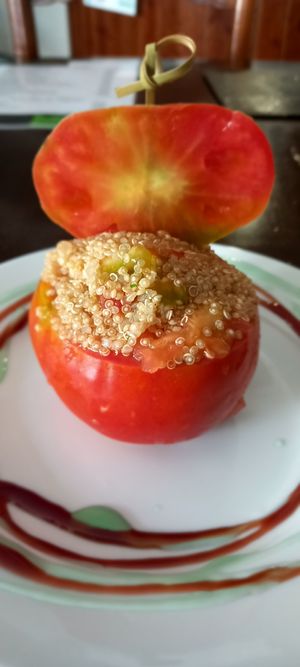 Vegan tapa at Lo Nuestro in Olvera