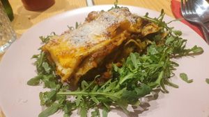 Lasagna supreme at Rai Urban Vege in Belgrade