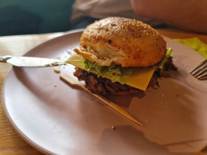 Sloppy burger at Rai Urban Vege in Belgrade