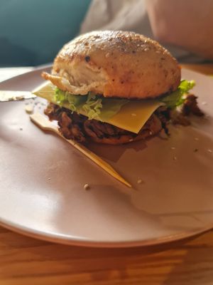 Sloppy burger at Rai Urban Vege in Belgrade