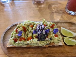 Avocado Pinsa at Rai Urban Vege in Belgrade