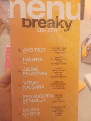 Breakfast Menu Eng at Rai Urban Vege in Belgrade