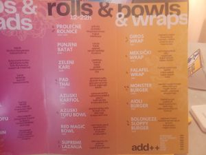 Rolls, bowls, wraps Menu Eng at Rai Urban Vege in Belgrade