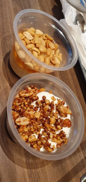 Vegan cup desserts 890 HUF each at Hummus Bar - Corvin Sétány in Budapest