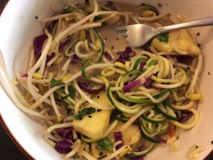 raw summer bowl, halfway through  at PuraVegan in St Louis