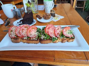 Vegetarian toast at Dulce Tierra in Oaxaca