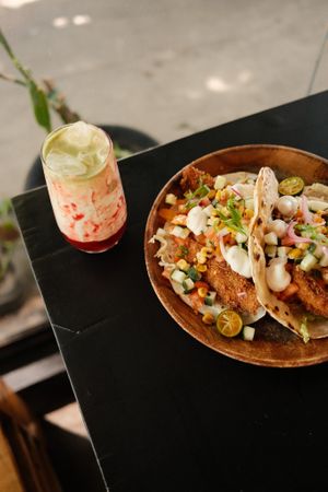 Strawberry Matcha and Pish Taco at Beyond Plants in Dumaguete