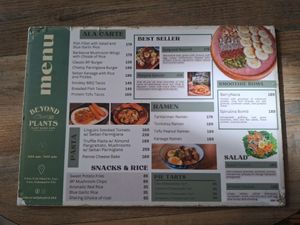 Menu at Beyond Plants in Dumaguete