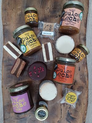 My Vegan Dulce de Leche, Original, Sea Salty, Blondie and with Cacao, Fudge and alfajores, all vegan, no wheat, no palm oil, lots of love! at My Vegan Dulce de Leche in Redhill