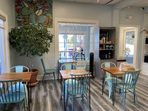 Inside seating  at Whisk & Rye in Durham