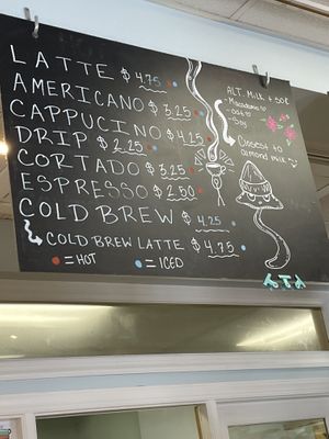 Coffee menu  at Whisk & Rye in Durham