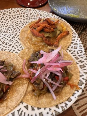 Tacos de calabaza y verduras  at El Villa Mexico in Huesca