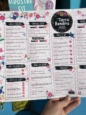 menu at Tierra Bendita in Mazatlan