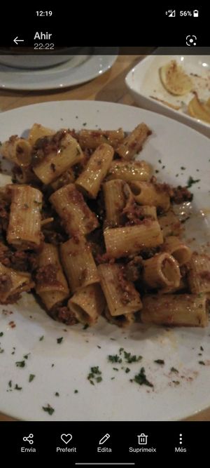Vegan rigatoni at Refugio Kalandraka in Rodellar