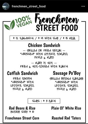 The daily menu   at Frenchmen Street Food in Gainesville