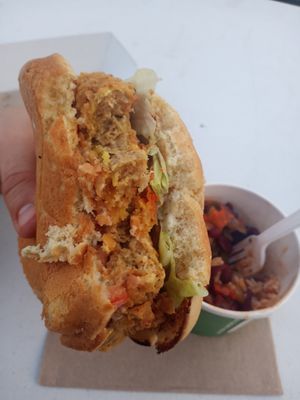 Chik'n sando w/ Red Beans & Rice at Frenchmen Street Food in Gainesville