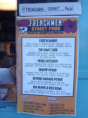 The menu on 12/10/21 at Frenchmen Street Food in Gainesville