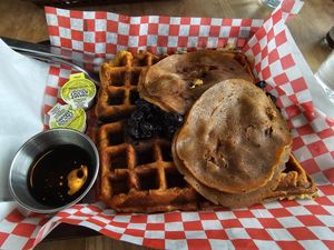 Waffles w/ sub Sham-Ham at Frenchmen Street Food in Gainesville