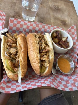 mc planty po’boy with a side of roasted red ‘taters  at Frenchmen Street Food in Gainesville
