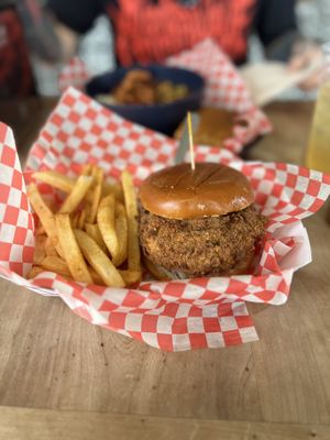Not on the menu, ask for this thicc delish chikun sammie, seitan   at Frenchmen Street Food in Gainesville