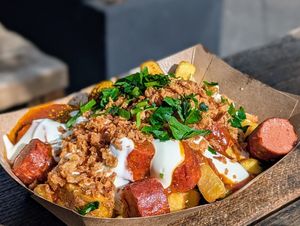 Vegan currywurst spezial at Frittenwerk - Friedrichstraße in Berlin