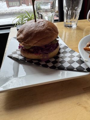 The Vegan Spicy Chik’n Burger   at No Forks Given in Ottawa