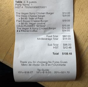 Receipt   at No Forks Given in Ottawa