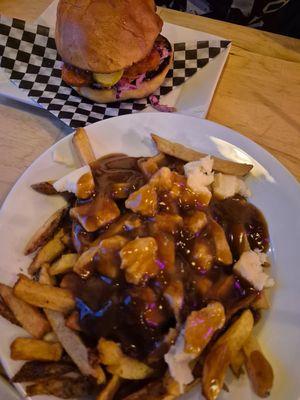 Vegan Poutine + Chicken Burger at No Forks Given in Ottawa
