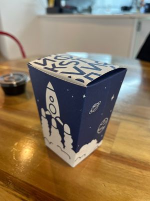 Meteoritos packaging with its space-themed feature / Caja en la que vienen los Meteoritos con su temática espacial.  at Stankov - Chapinero in Bogota