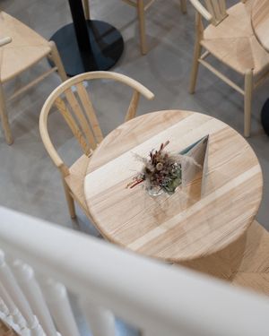 handmade tables at Good One Café in Hamburg