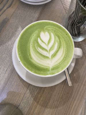 they have matcha latte too at Good One Café in Hamburg
