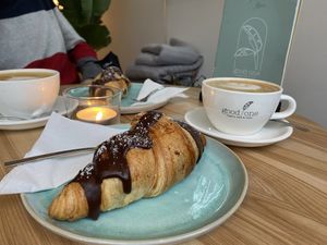 Croissants with chocolate topping and filling   at Good One Café in Hamburg