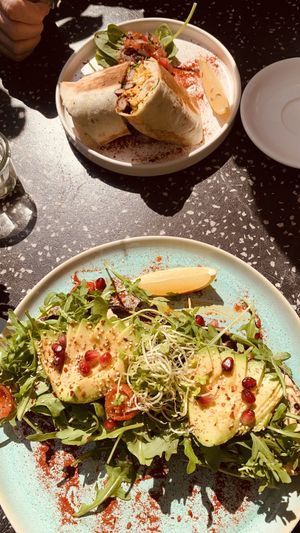 Breakfast burrito and smashed avocado 🥑   at Good One Café in Hamburg