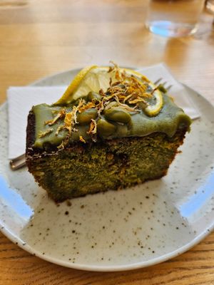 Pistachio lemon cake at Good One Café in Hamburg