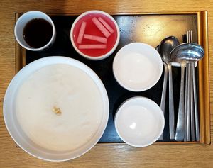 Pine nut porridge 잣죽 at Bonjuk 본죽 - Nokdu in Seoul